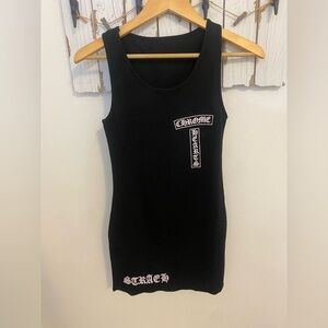 Chrome hearts large ribbed tank top size small black color